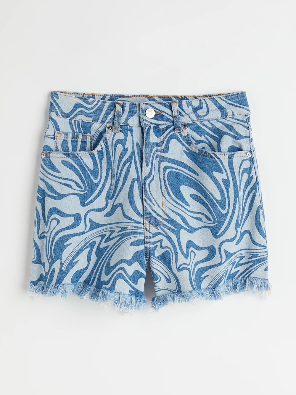 H&M High Waist Swirl Cut Off Denim Jean Shorts in Size 4